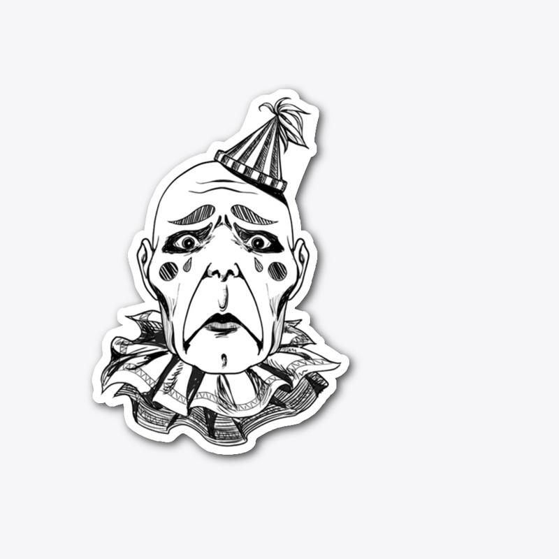 Sad Clown Die Cut Sticker